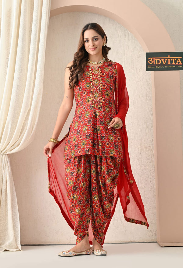 Advita Elegant Red Dhoti Suit for Women