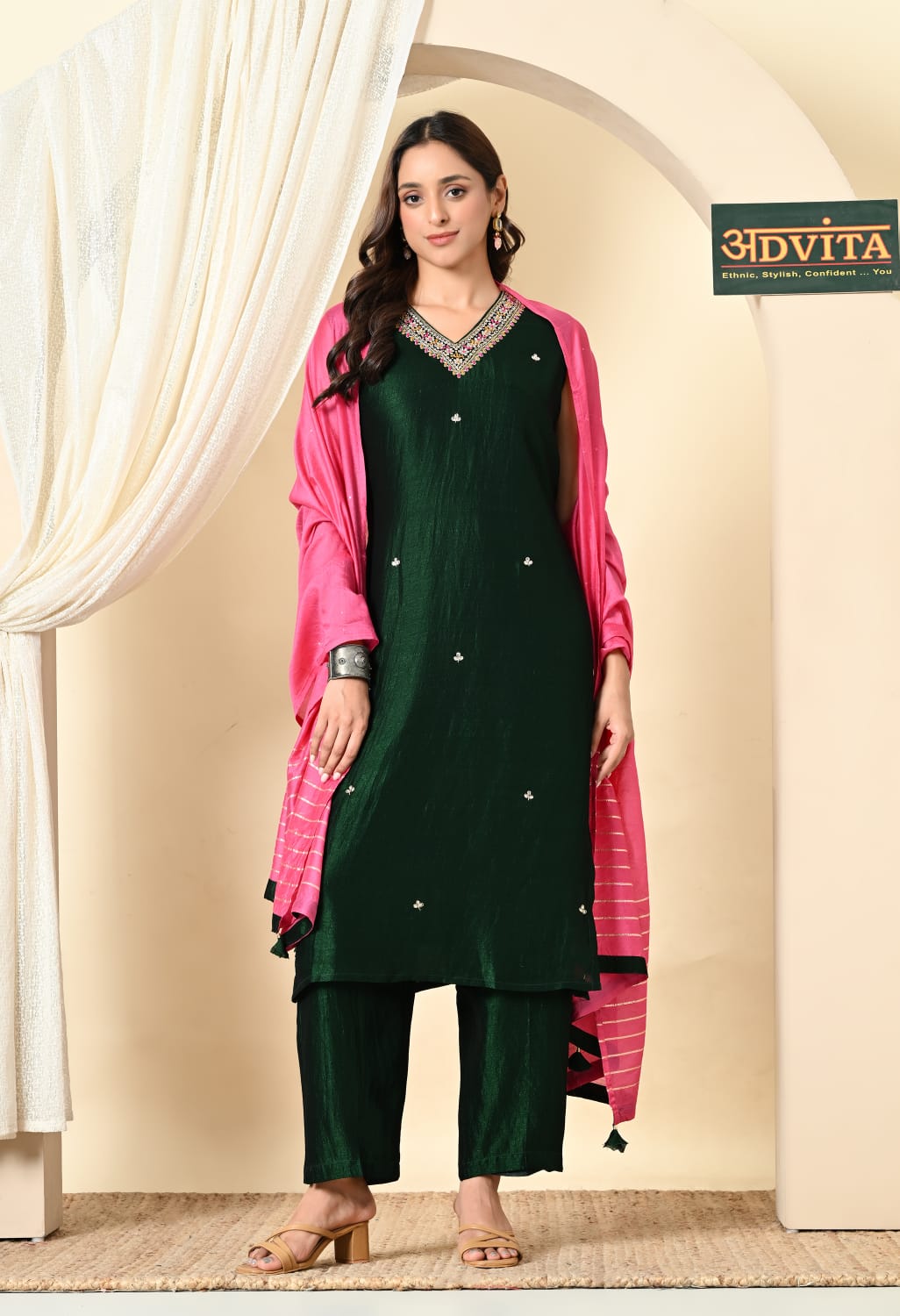 Advita party wear three piece suit for a wedding guest look
