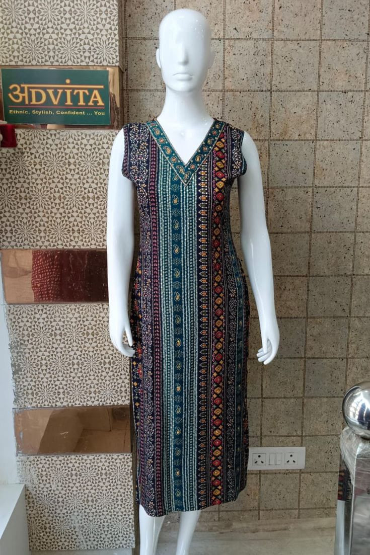 Woman wearing Printed Cotton Kurti