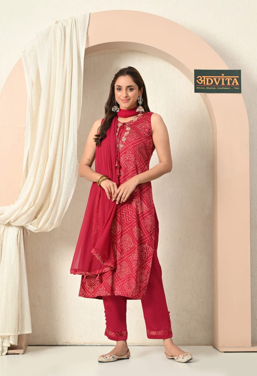 Advita Bandhani Print 3-Piece Suit for Women