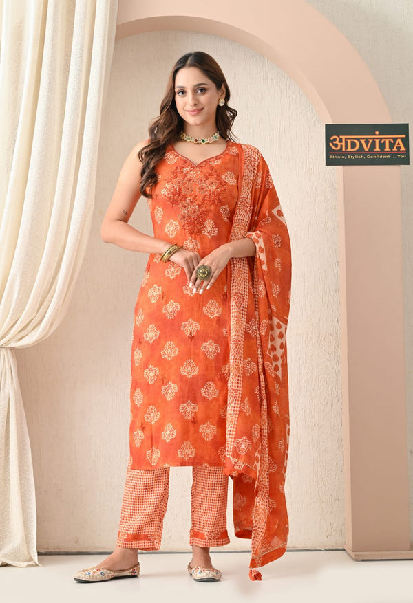 Advita Rayon Cotton 3-Piece Suit – Soft & Elegant Daily Wear