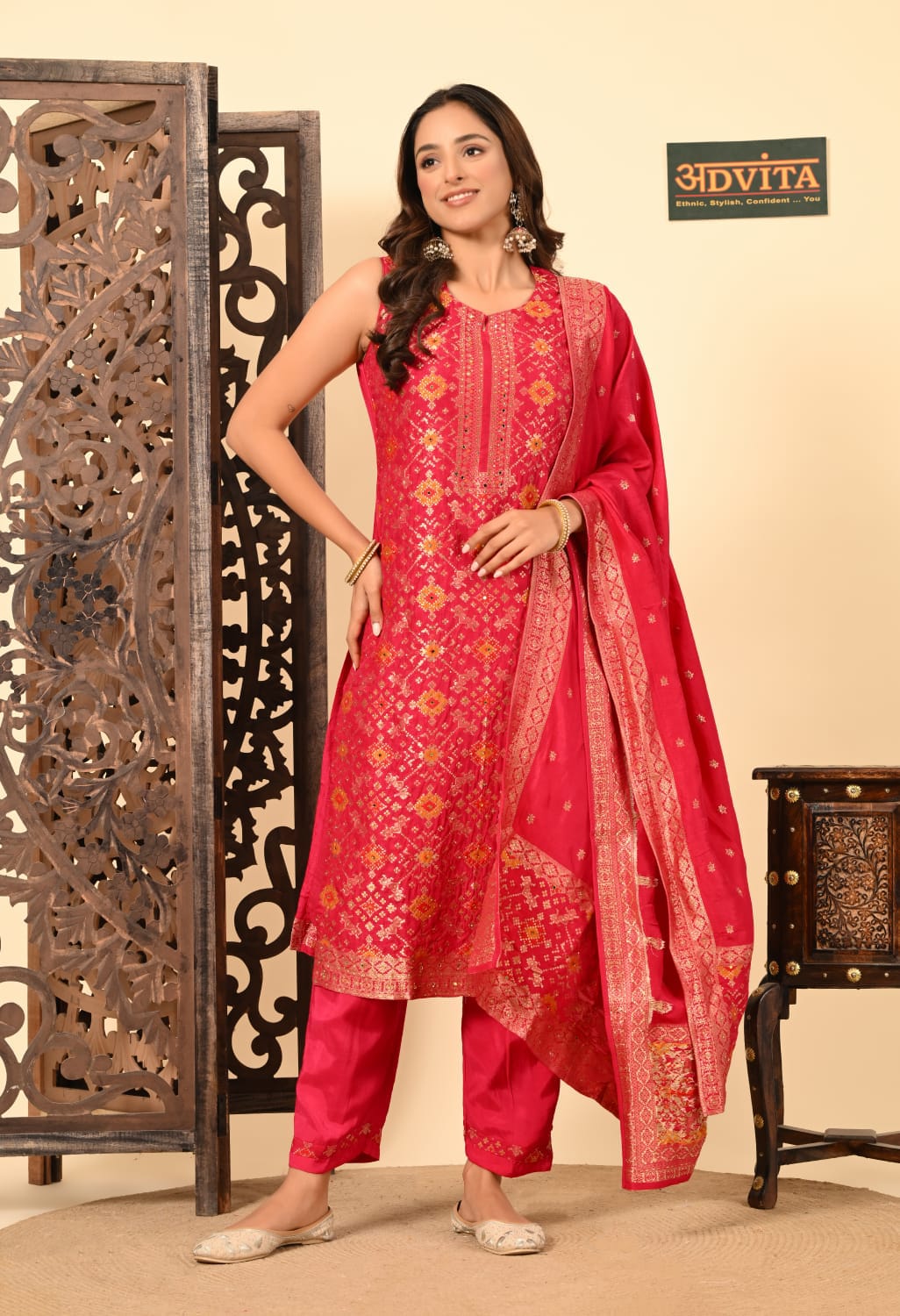Advita Dolla silk ethnic party wear suit with dupatta side view