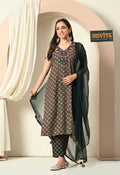 Advita Green Cotton 3-Piece Suit Kurta Set for Women