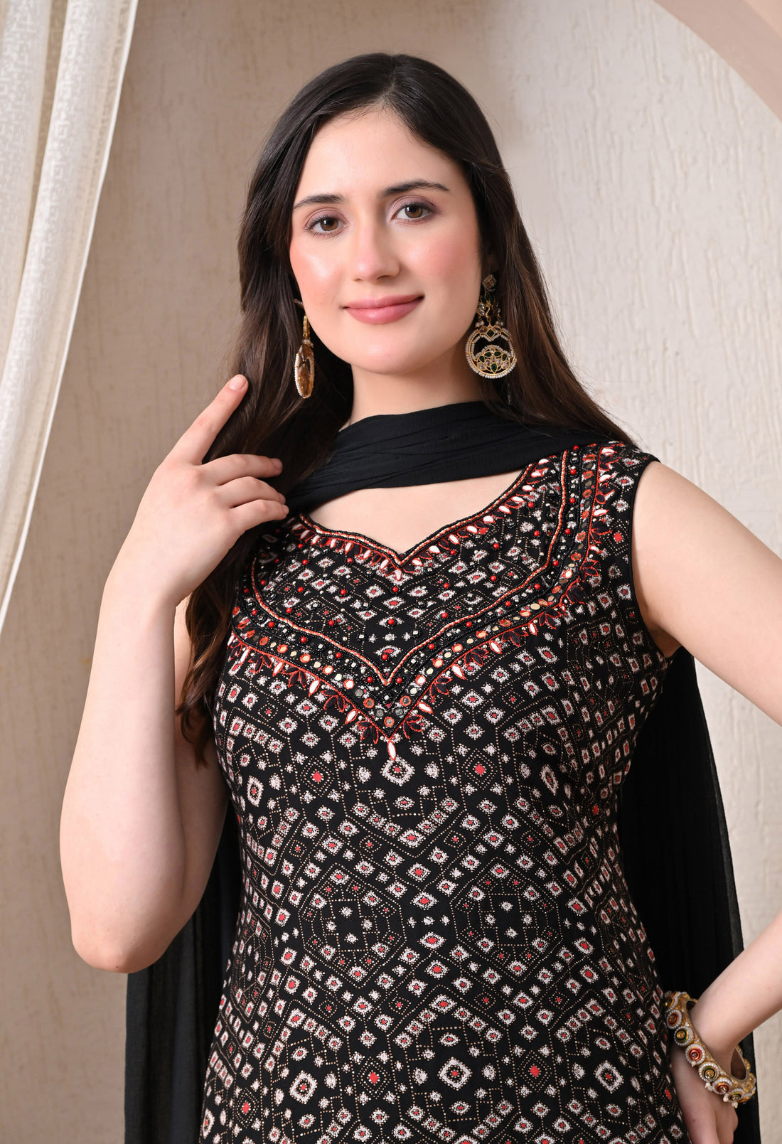 Advita Bandhani Diamond Print Rayon Cotton Suit for Women