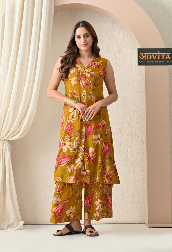 Advita Floral Print Kurta Set for Women Rayon Cotton A-Line Style