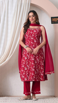 Advita Maroon Floral Printed Rayon Cotton Suit Set with Dupatta
