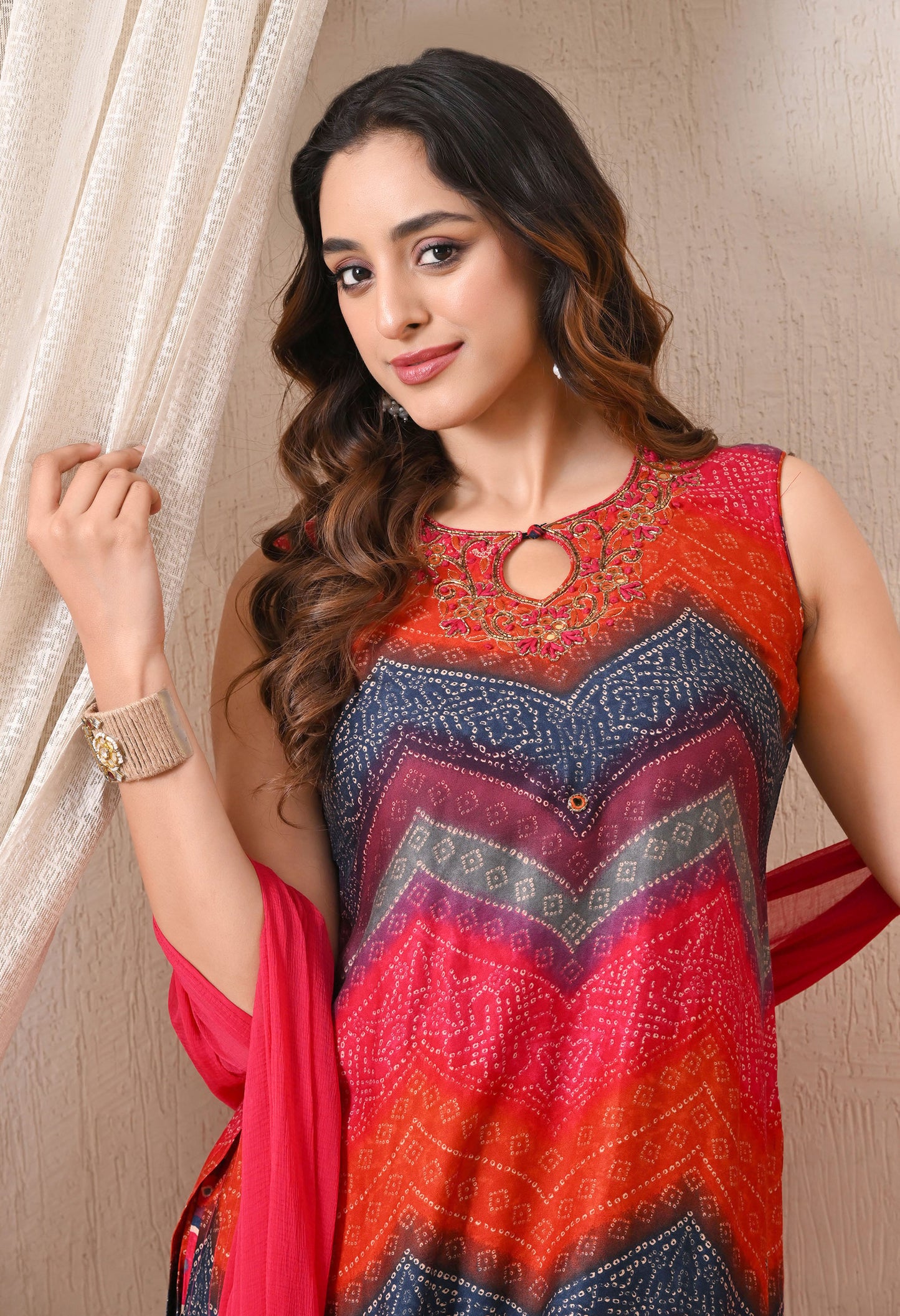 Advita Multicolor Bandhani Gaji Silk Suit for Women