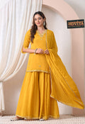 Advita Mustard Yellow Party Wear Sharara Suit with Dupatta
