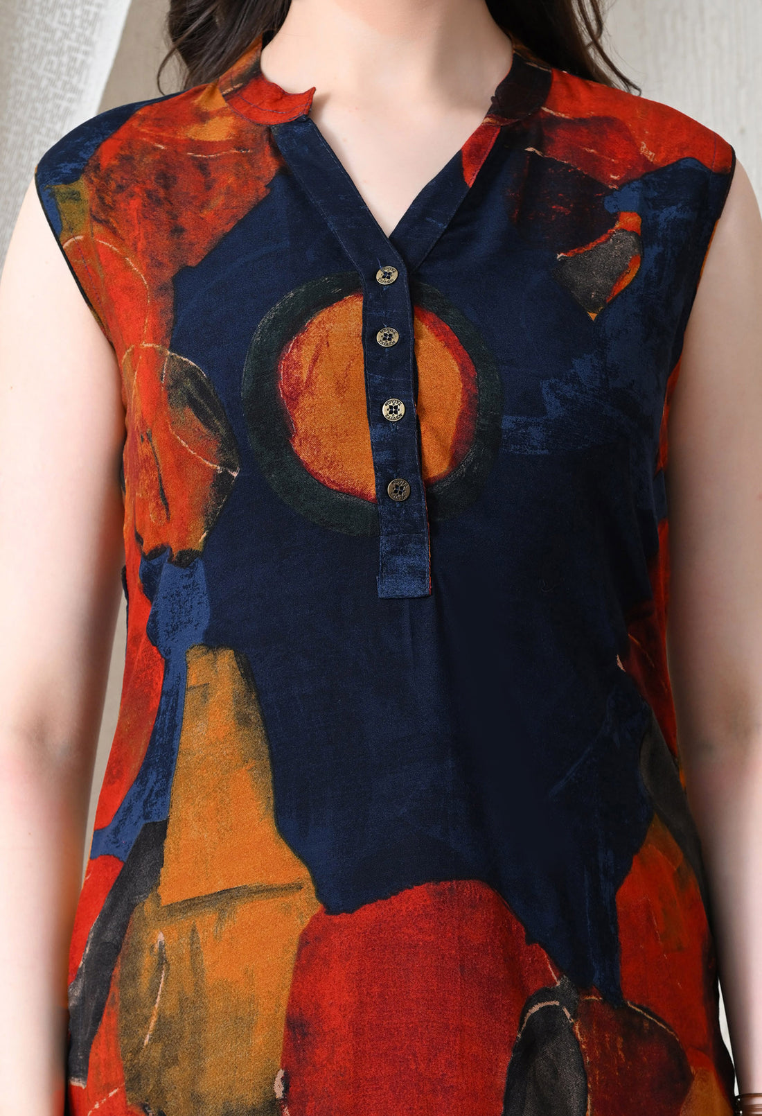 Advita Navy Blue Abstract Art Print Rayon Cotton Kurta Set for Women