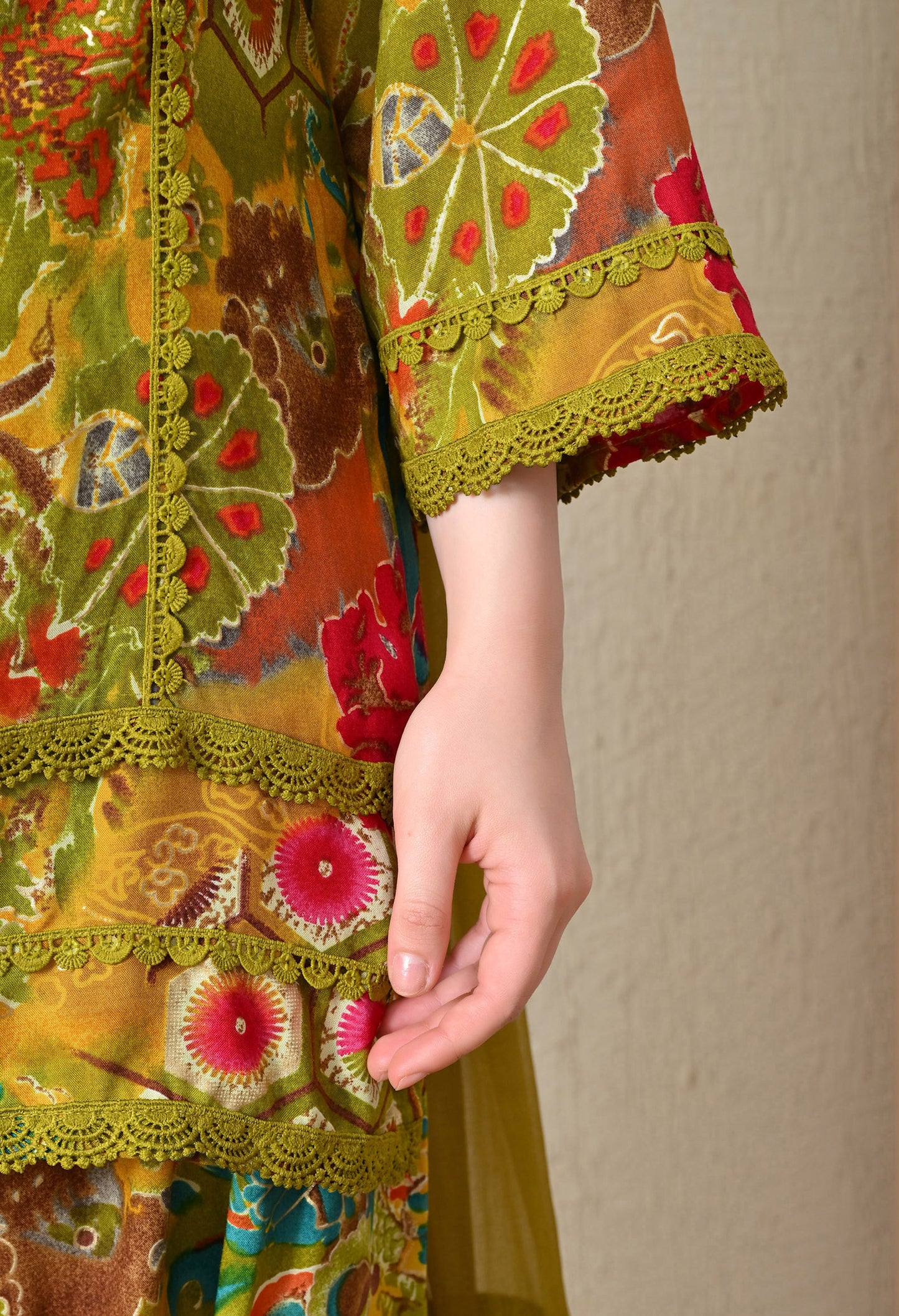 Advita Olive Green Multicolor Floral Print Rayon Cotton Farsi Salwar Suit for women – view 3