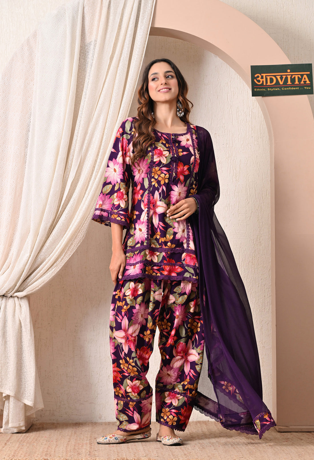 Advita Farsi Salwar Floral Paisley Print Rayon Cotton Suit for Women
